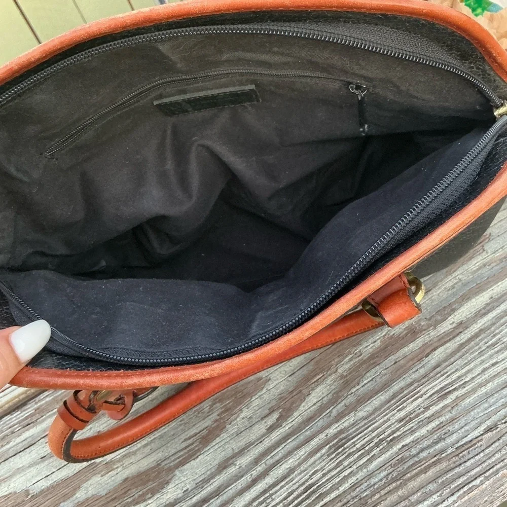 Vintage 80s Liz Claiborne Blue Pebbled Leather Handbag